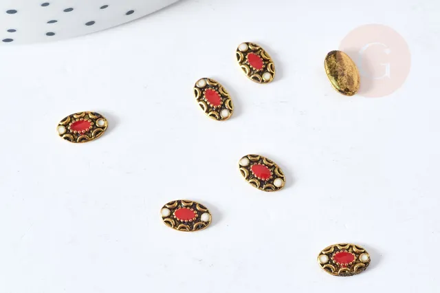 Gingerlily Pendentifs charm bronze émail 8 mm x5