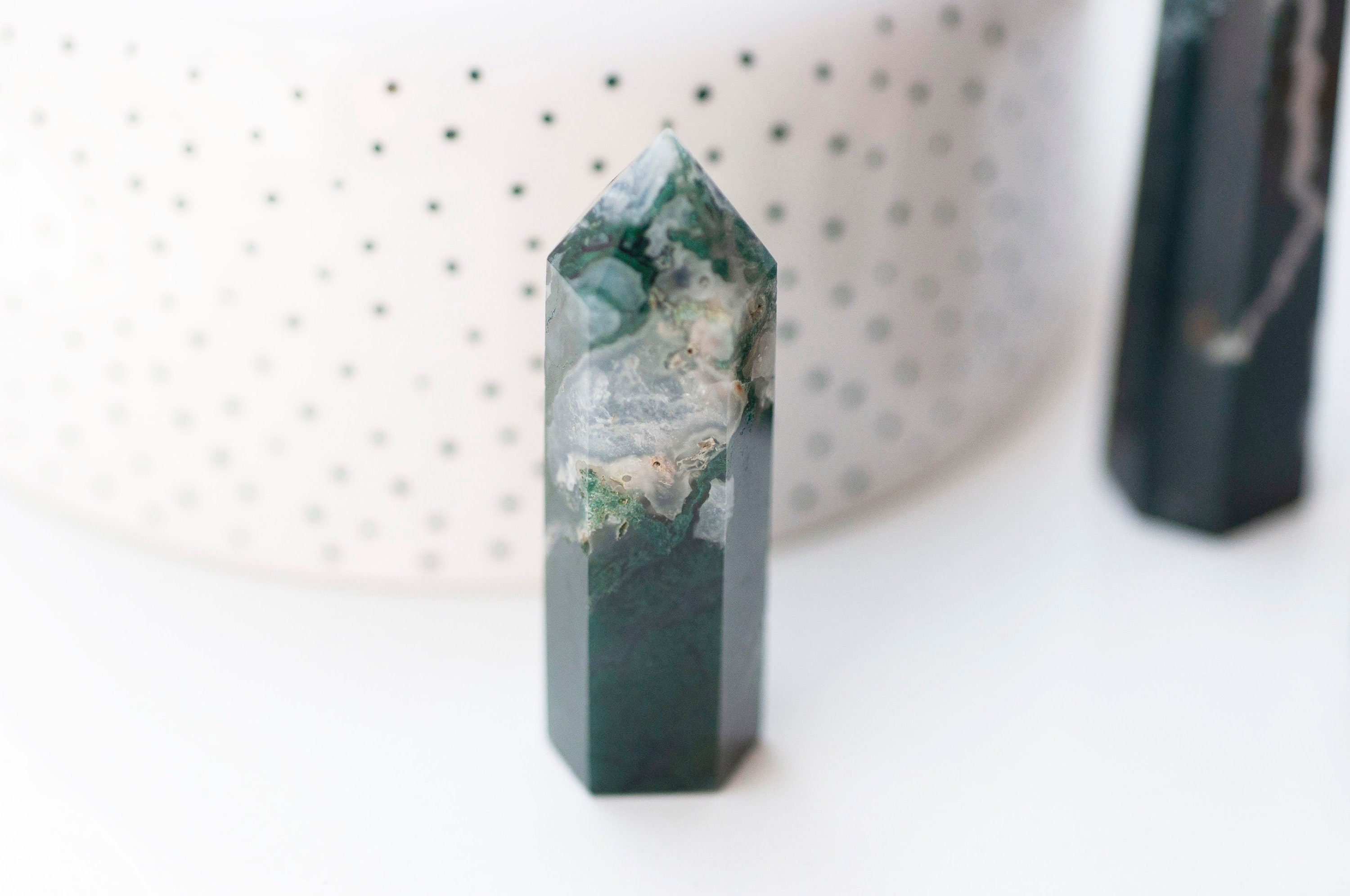 Gingerlily Pointe agate mousse verte lithothérapie