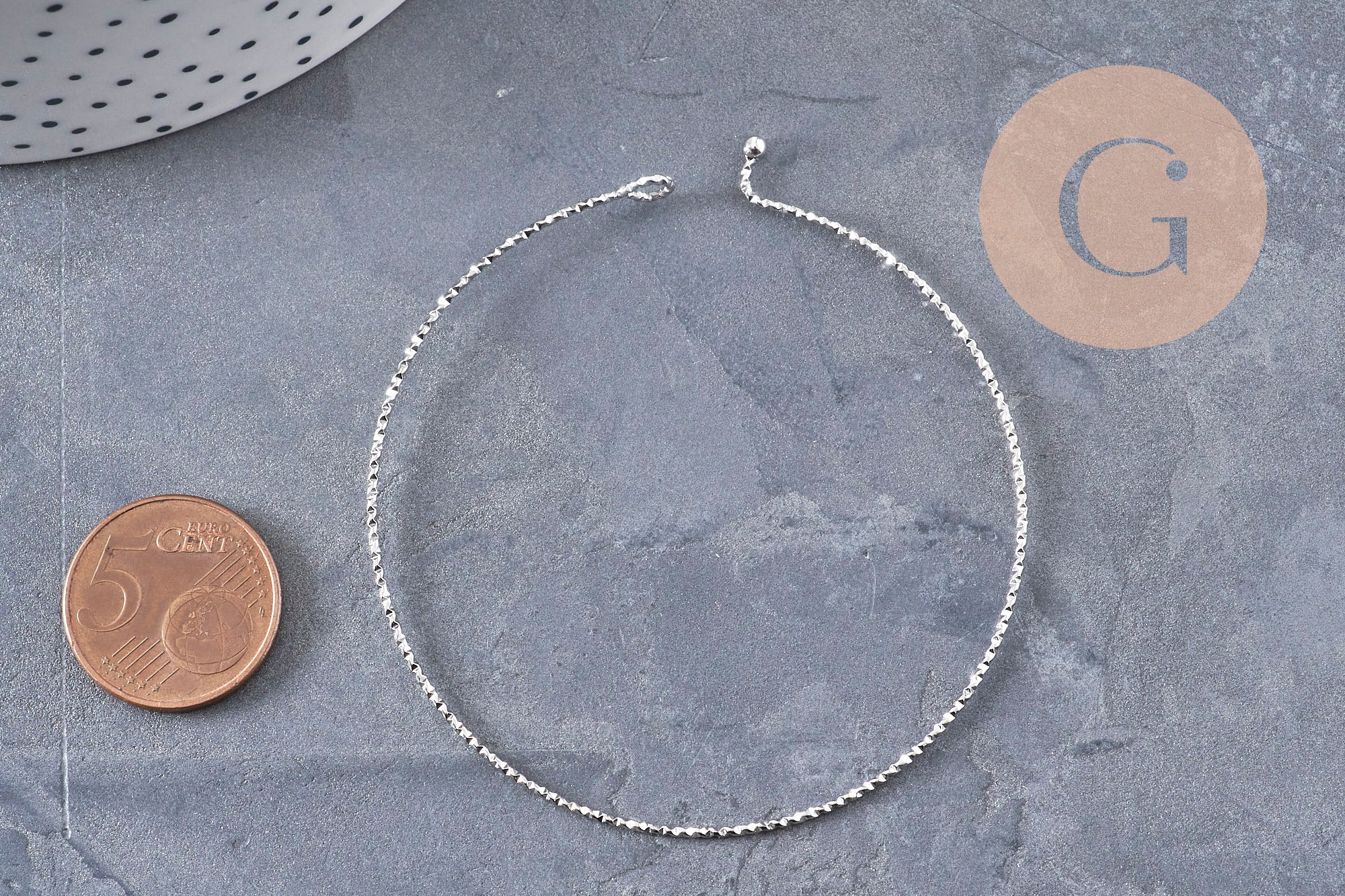Gingerlily Bracelet jonc G10988 acier platine texturé 60mm x1