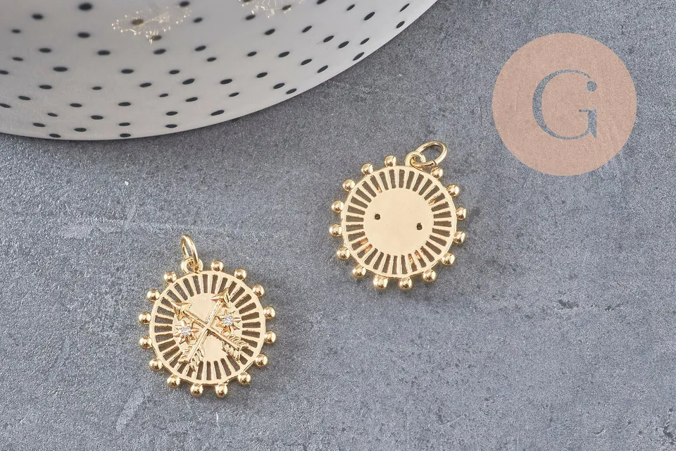 Gingerlily G3556 médaille soleil zircons doré 18,5 mm