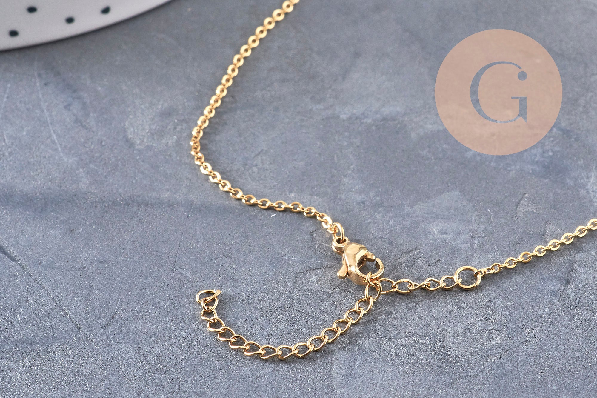 Gingerlily collier chaîne G6745 acier doré œil zircon 45cm