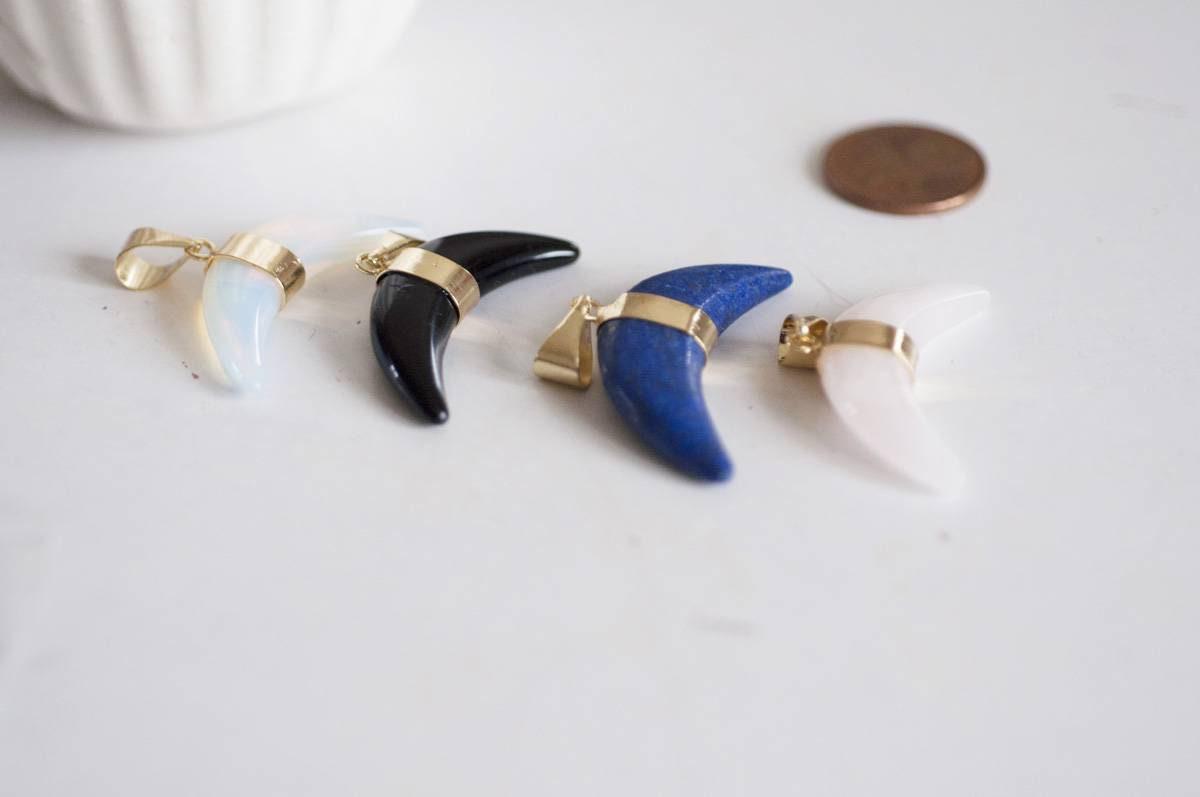 Gingerlily Pendentifs croissant lune pierre naturelle lapis lazuli 43mm