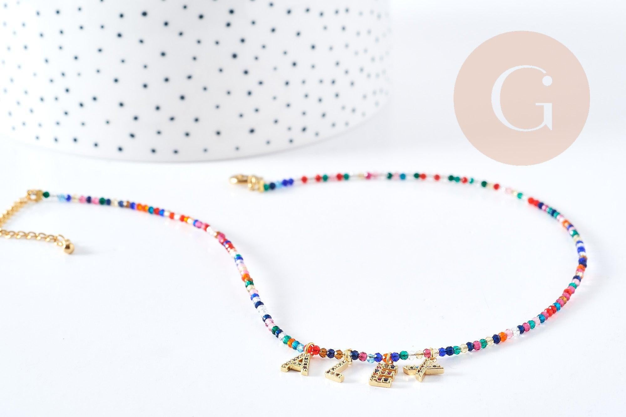 Gingerlily Vecchio kit collier lettres zircon multicolore 40cm sans pinces