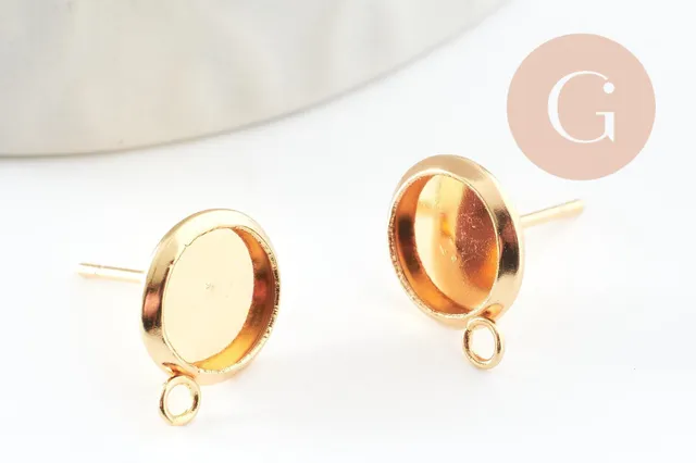 Gingerlily Clous Puces Support Cabochon 8 mm Acier Doré x2