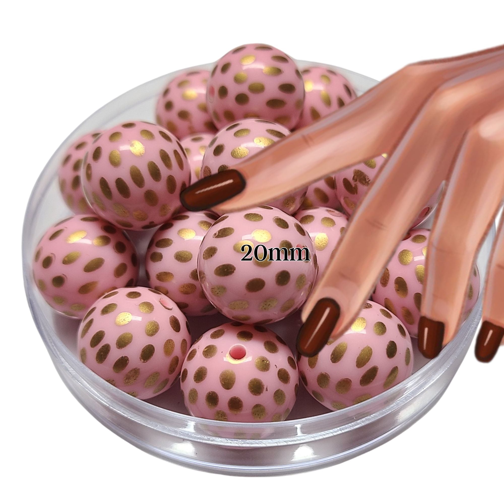 ARTSHOP Boules 20MM 47 perle rose pois doré x10