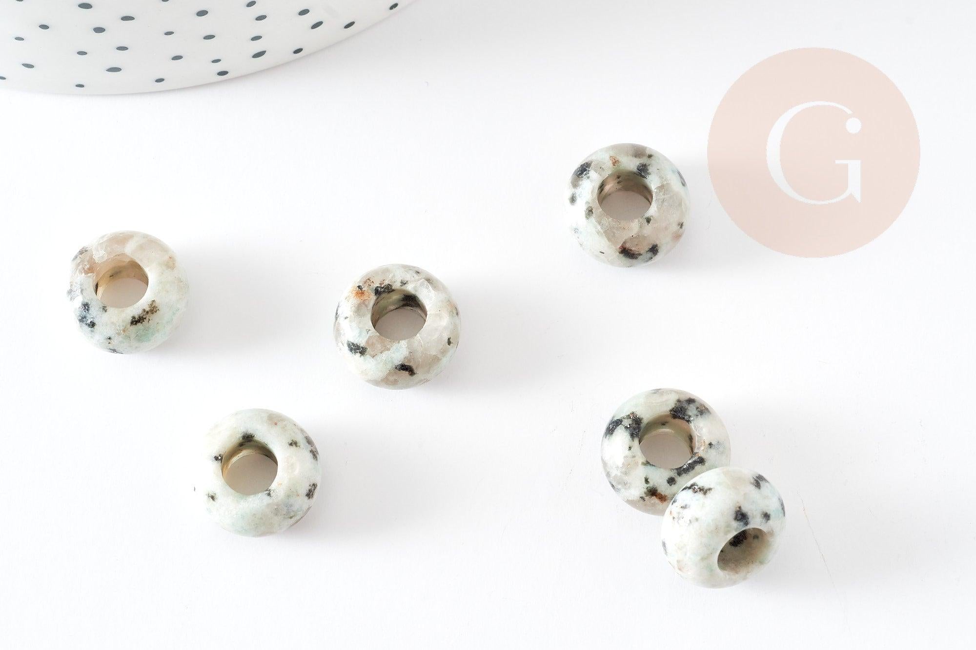 Gingerlily Perle donut jaspe sésame 14mm rondelle x2