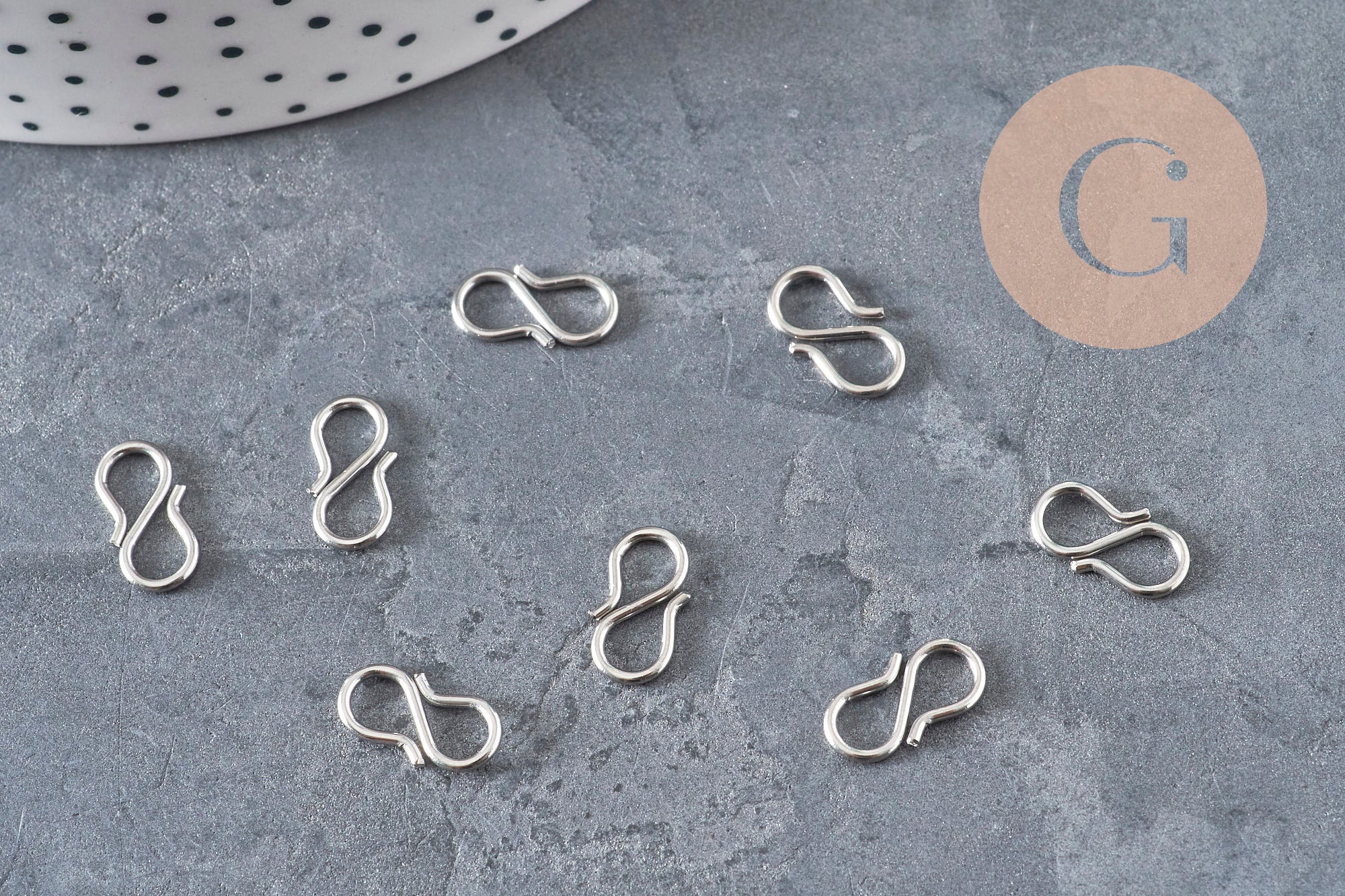 Gingerlily Apprêts G11181 fermoir crochet S acier platine 12mm x5