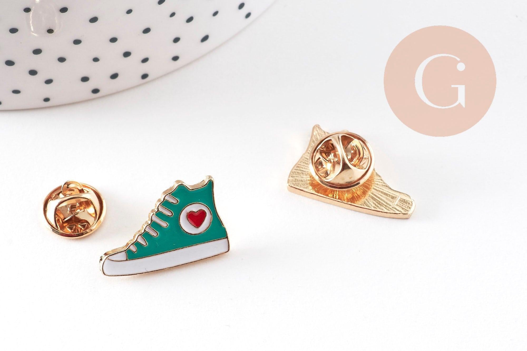 Gingerlily Broches Pin’s G10943 converse doré turquoise 22,5 mm