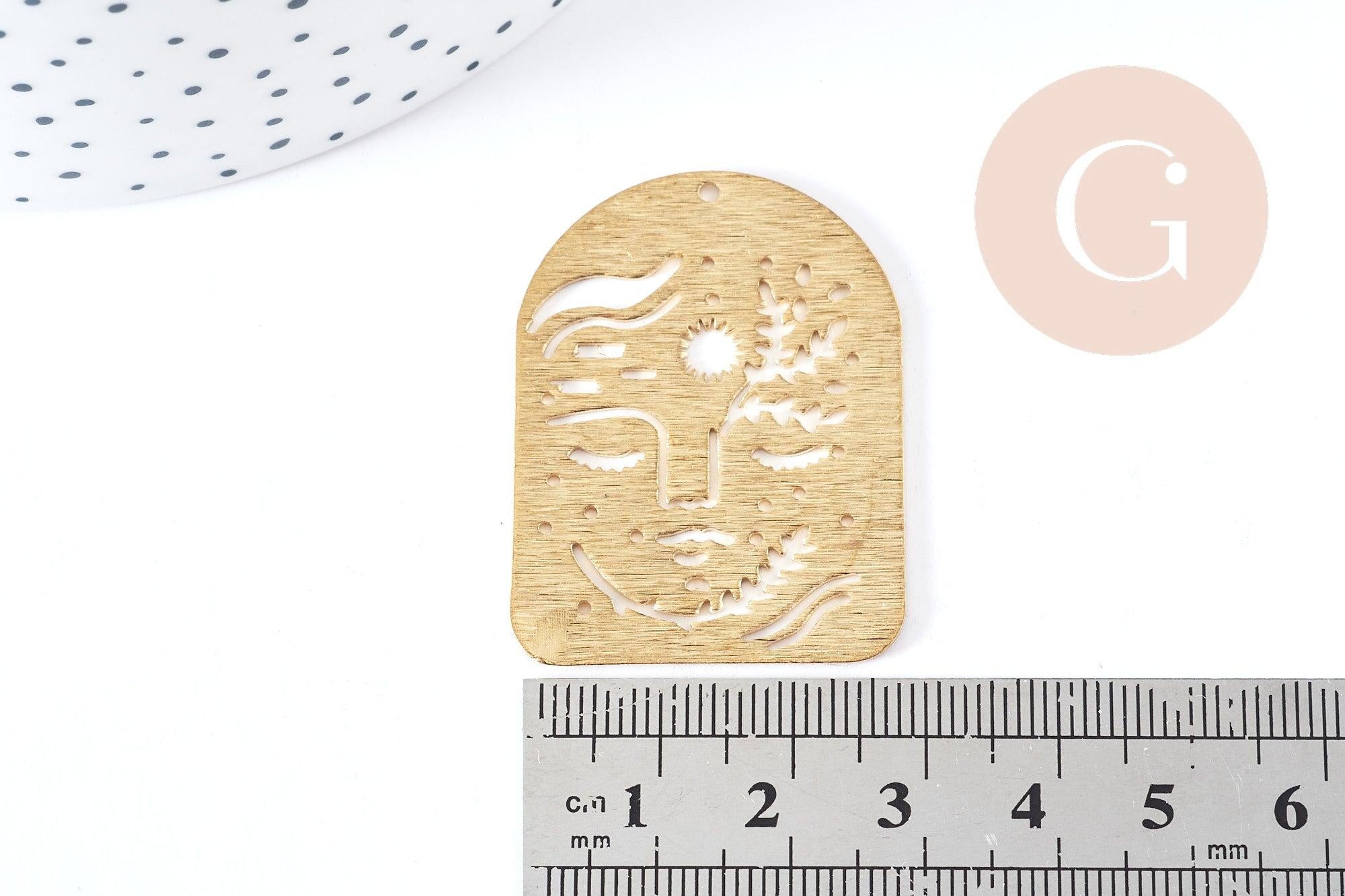 Gingerlily pendentifs arche visage G8884 pendentif laiton brut 40mm x1