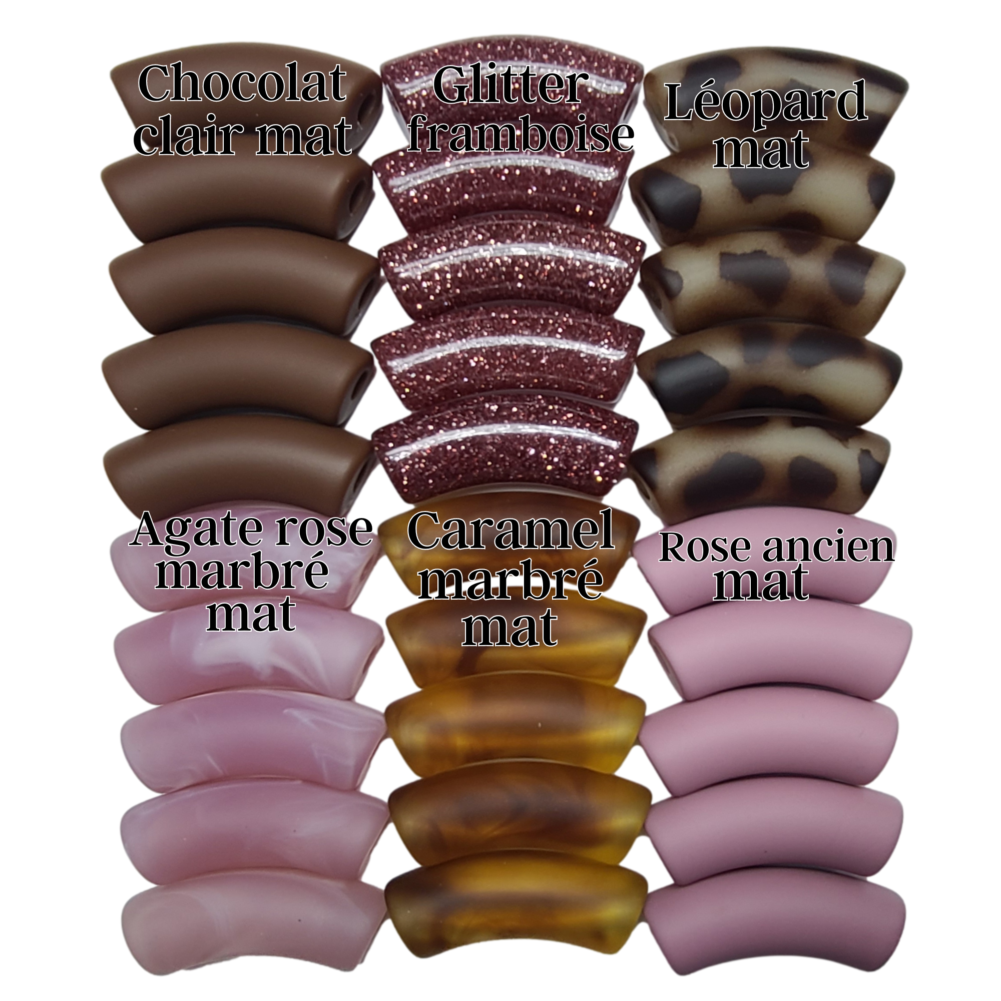 ARTSHOP Camaieux 71 lot 30 tubes incurvés rose mat 12MM