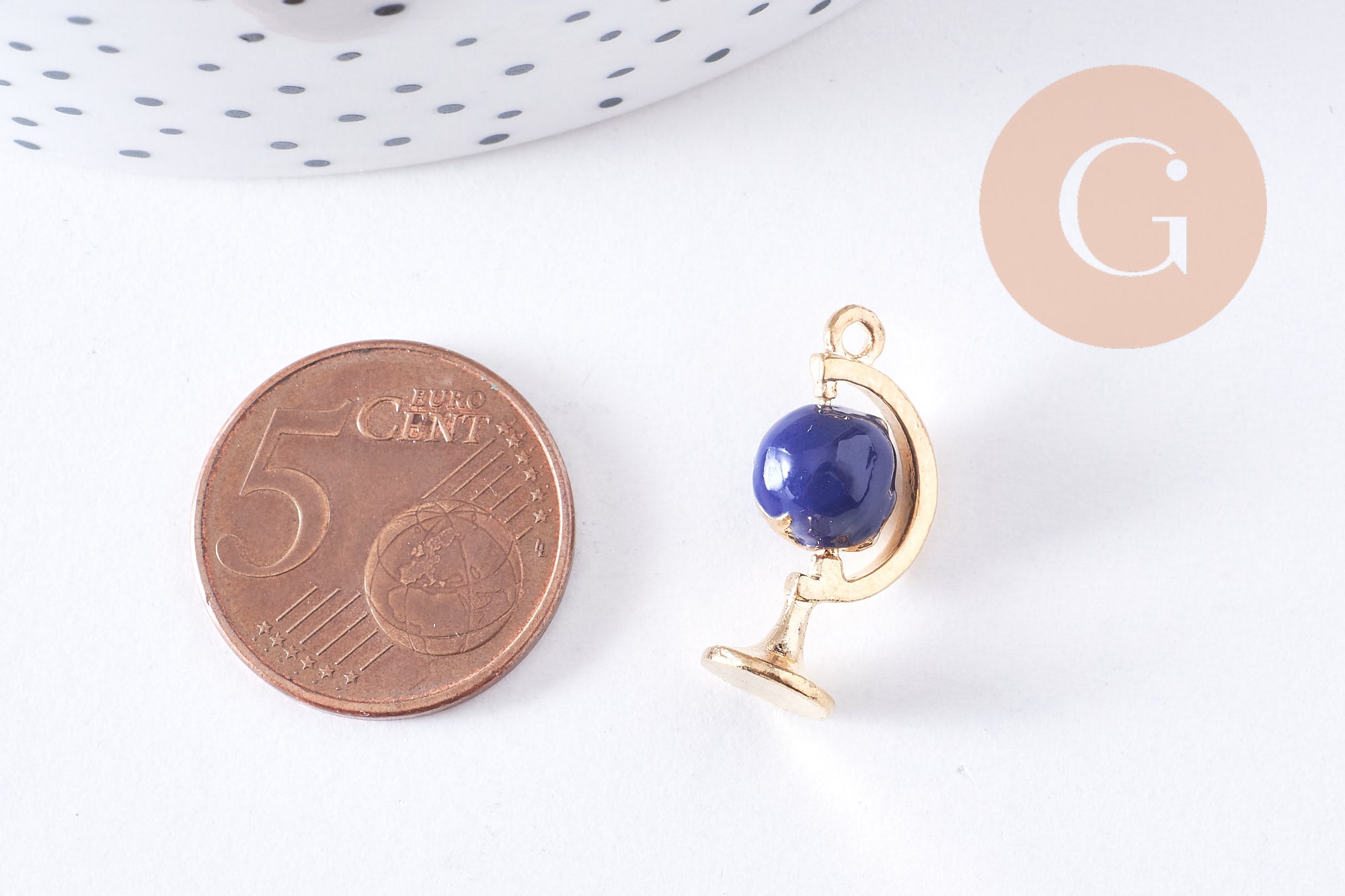 Gingerlily G4365 pendentif globe rotatif bleu doré