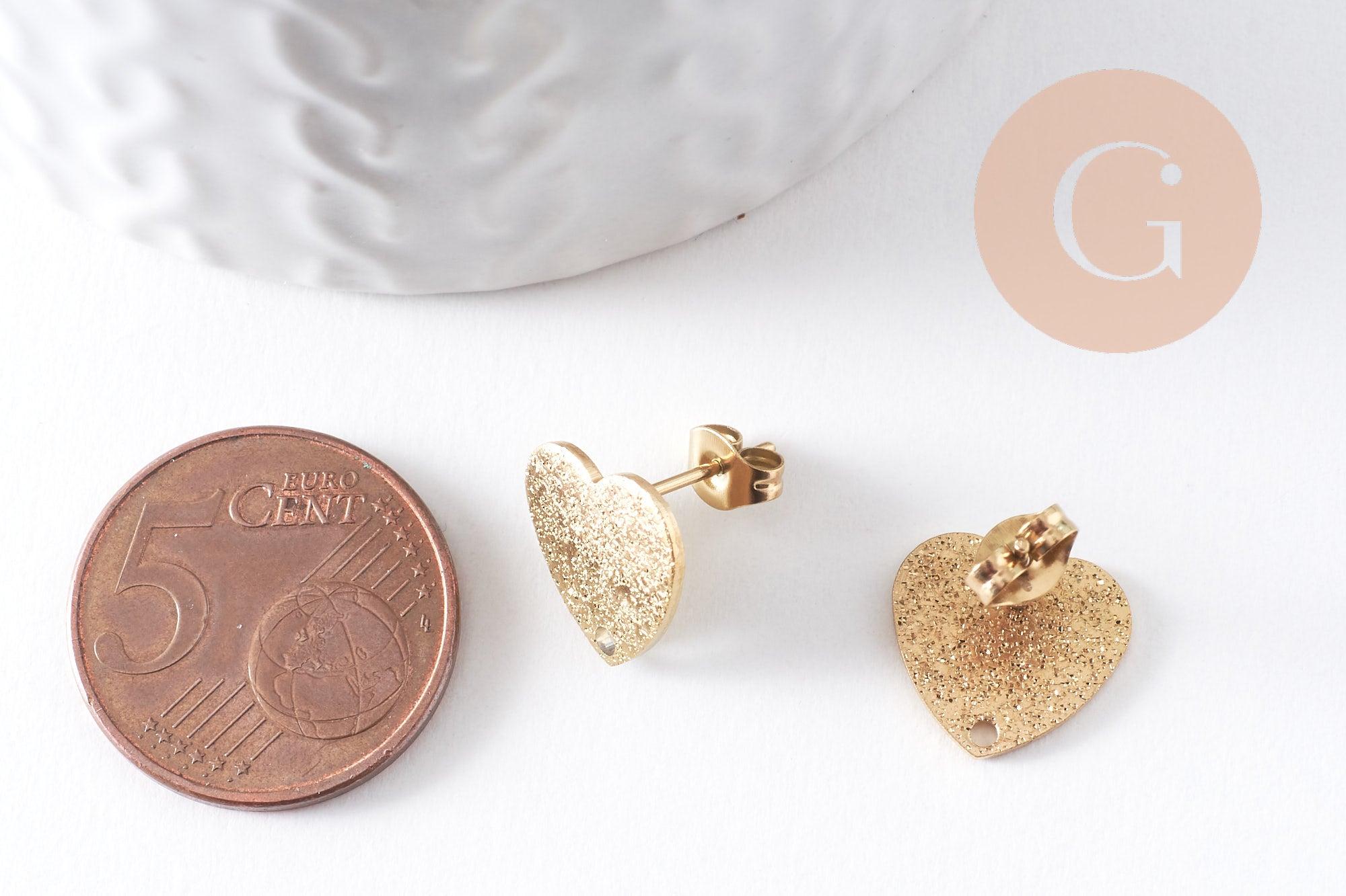 Gingerlily Apprêts G10371 puces coeur doré 13 mm la paire