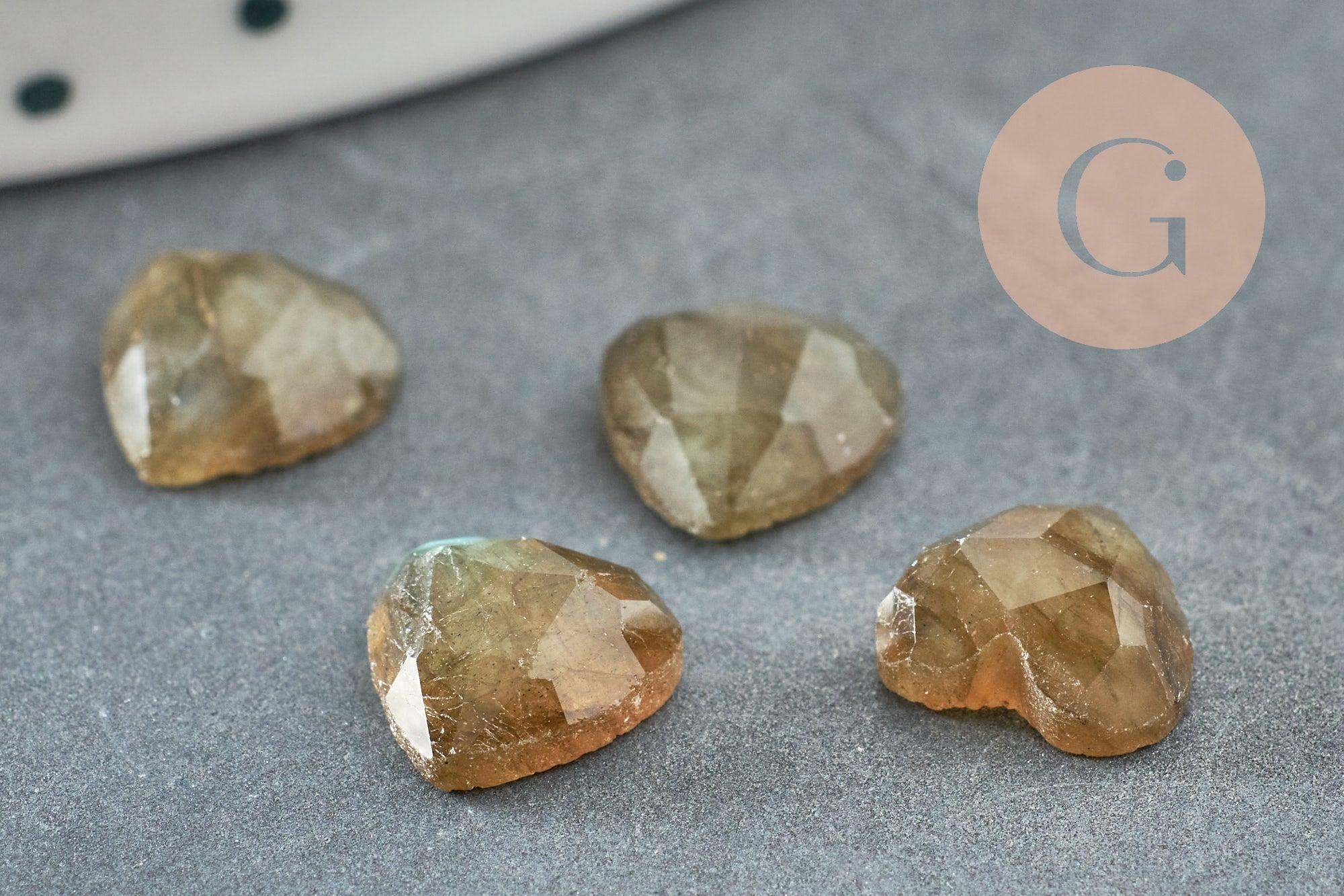 Gingerlily Cabochon cœur labradorite naturelle facettée 8mm x1