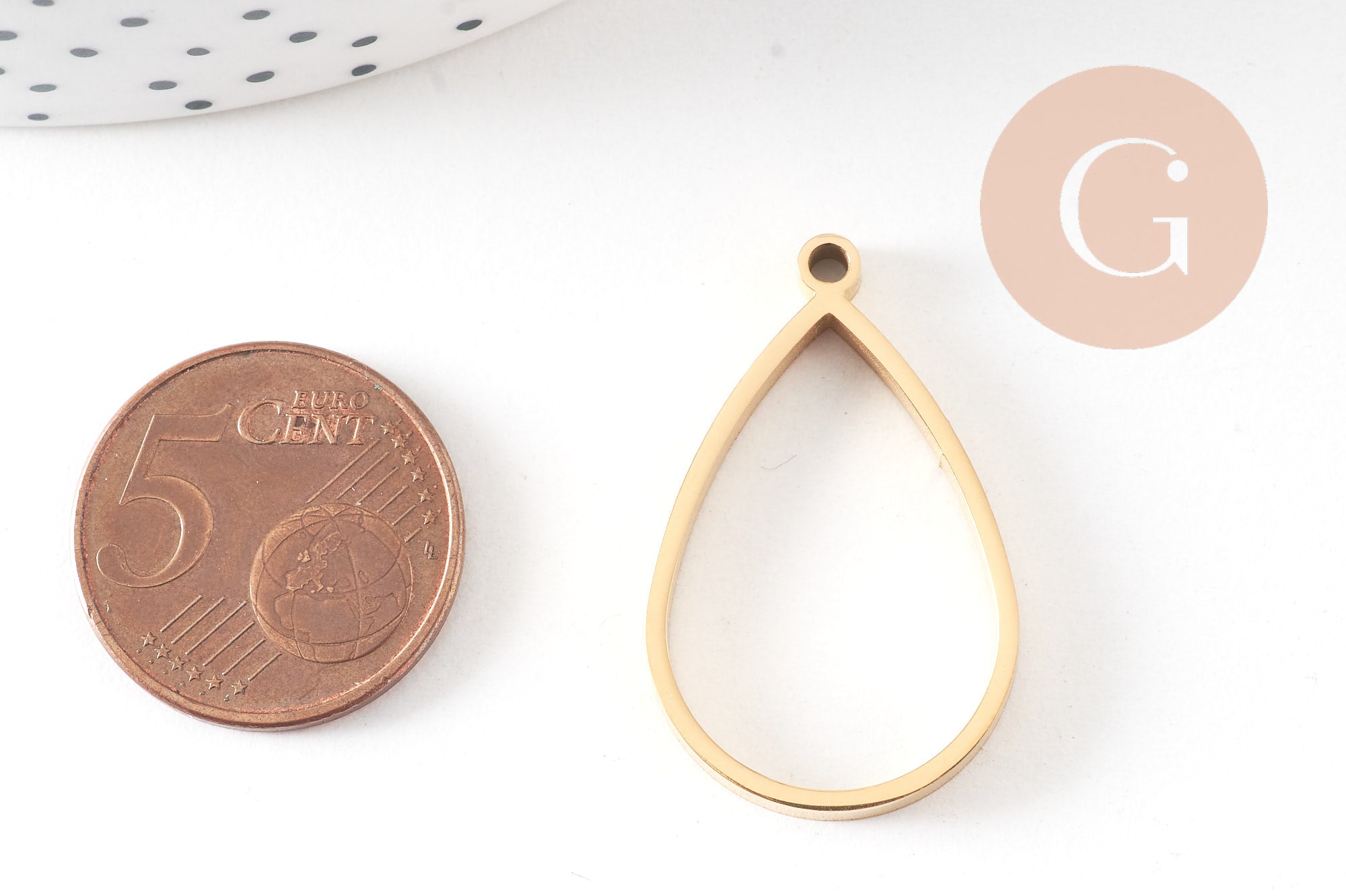 Gingerlily Pendentif goutte G10791 acier doré 32mm x1