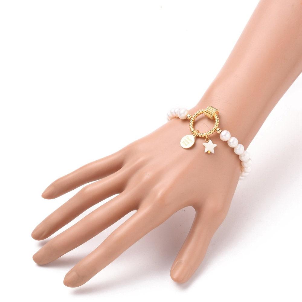 Gingerlily Accessoires G4105 bracelet perles naturelles doré 50 mm