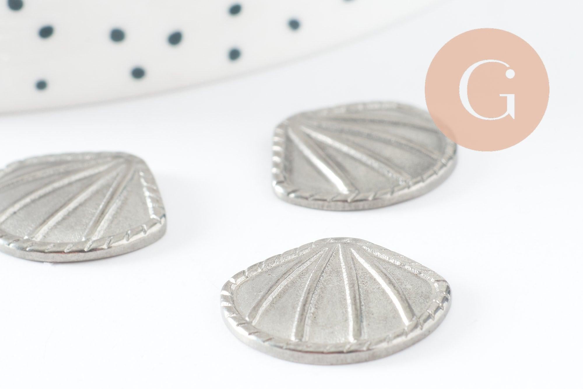 Gingerlily G10193 cabochon coquillage acier platine 18,5 mm
