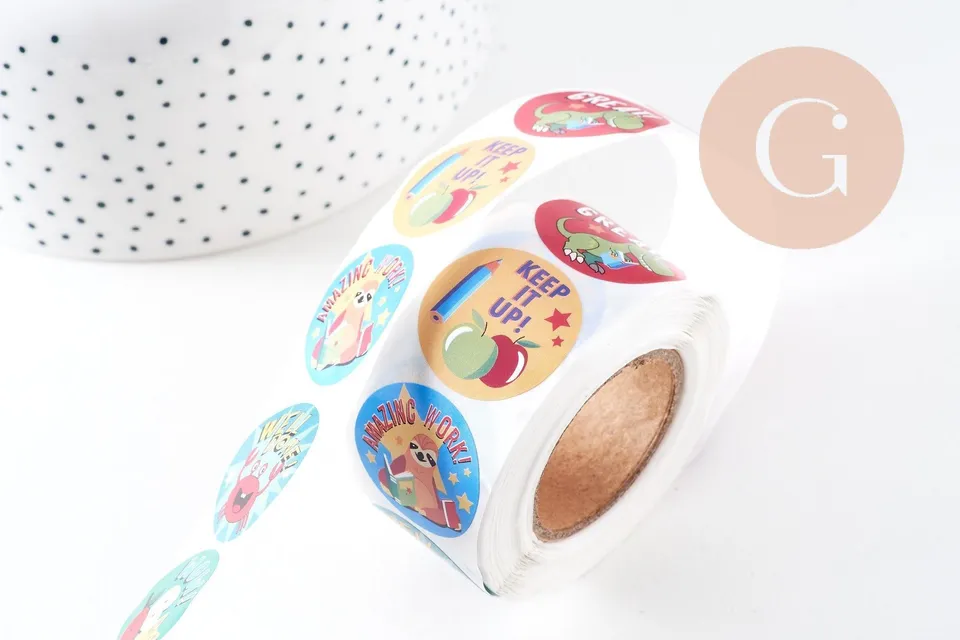 Gingerlily Stickers encouragements anglais animaux 30mm x500