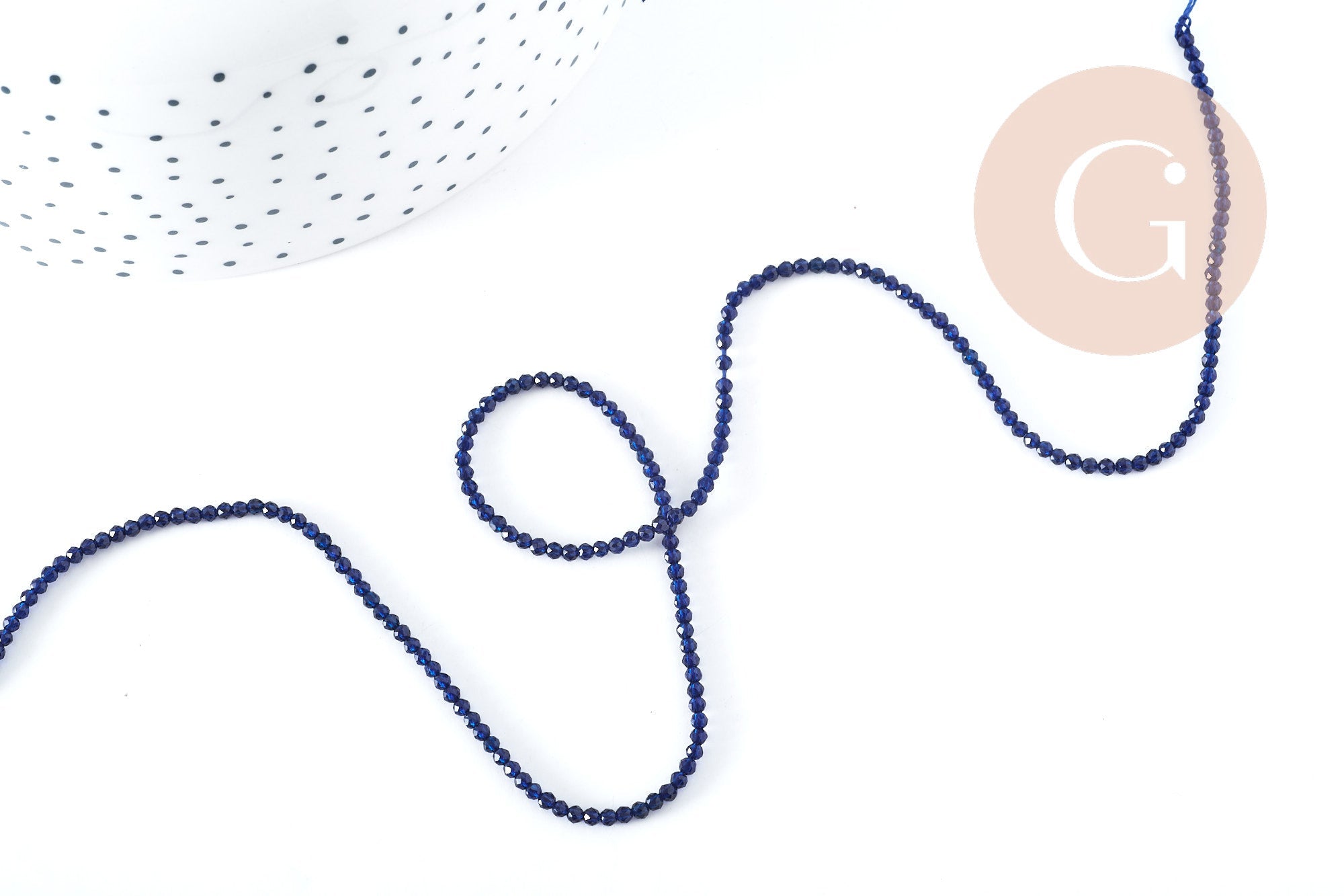 Gingerlily Perles Rondes Cristal Facettées Bleu 2mm Fil 35cm