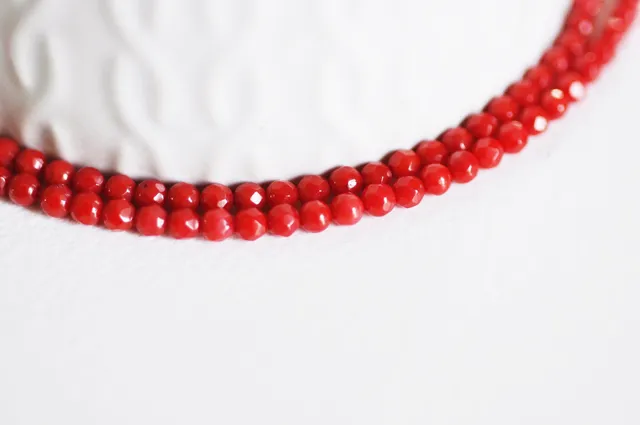 Gingerlily Perles corail rouge rond 3mm fil 40cm 135 perles