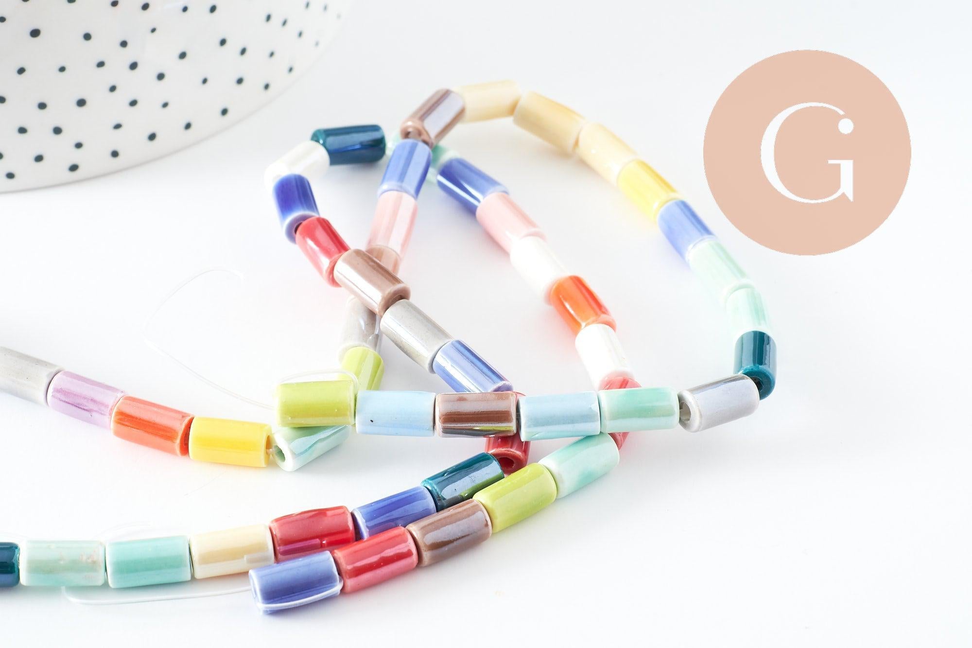 Gingerlily Perles tube G9659 perles porcelaine multicolore 30cm