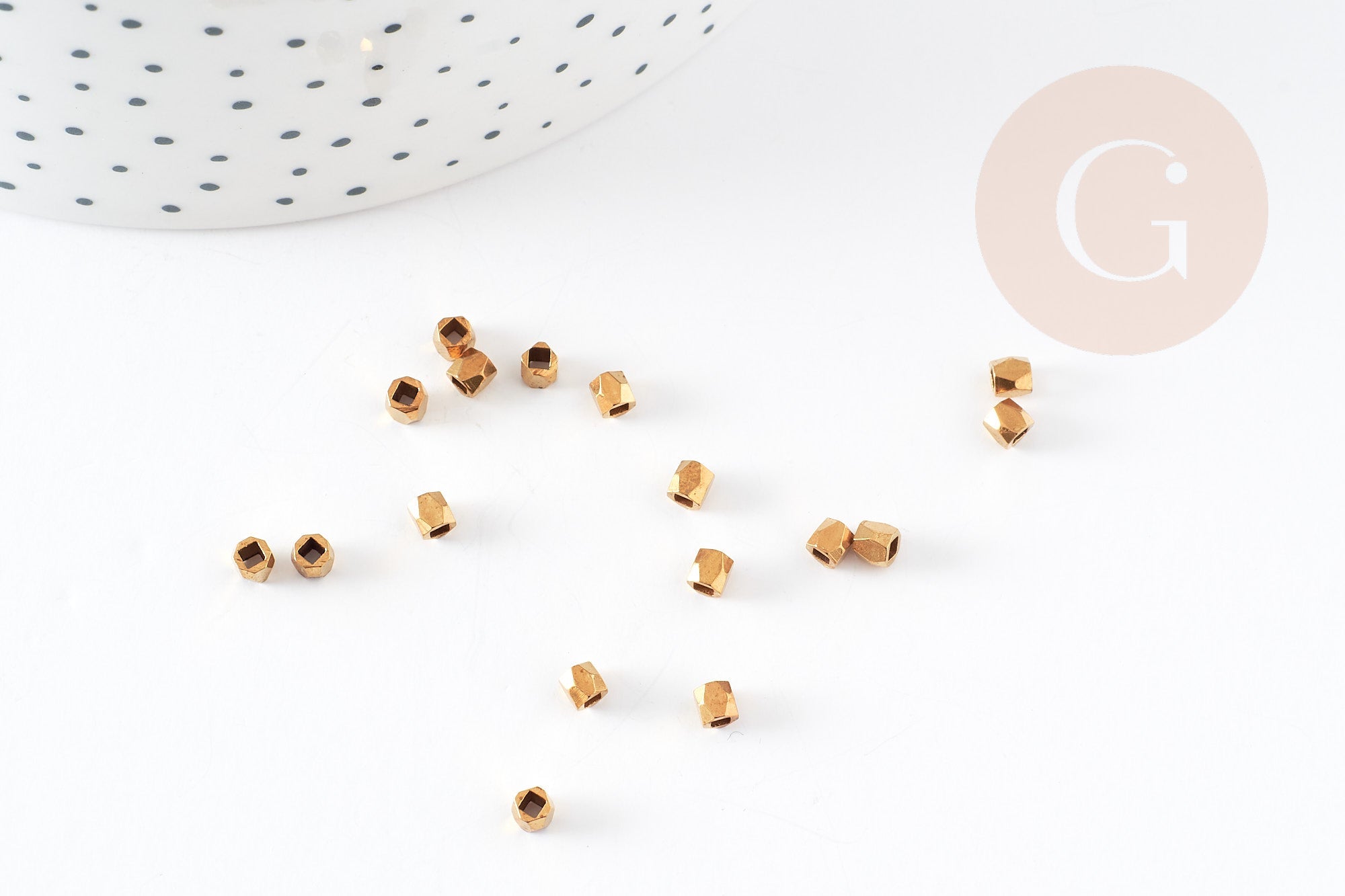 Gingerlily Perles Intercalaires Facettées Laiton Brut 2,5 mm x50