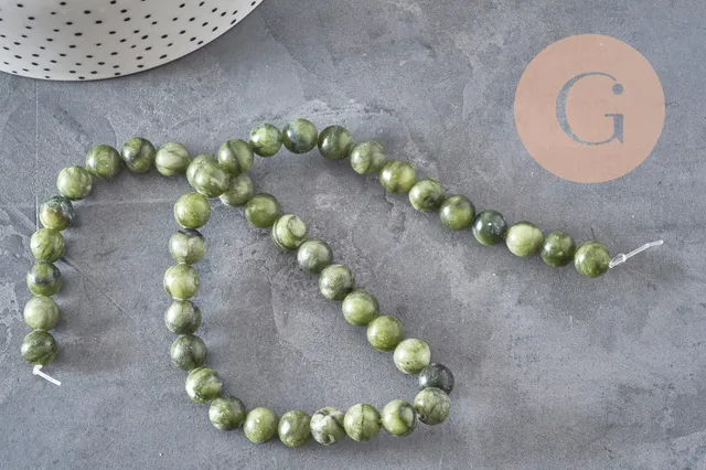 Gingerlily Perles pour bijoux DIY G11341 perle jade vert olive 8mm