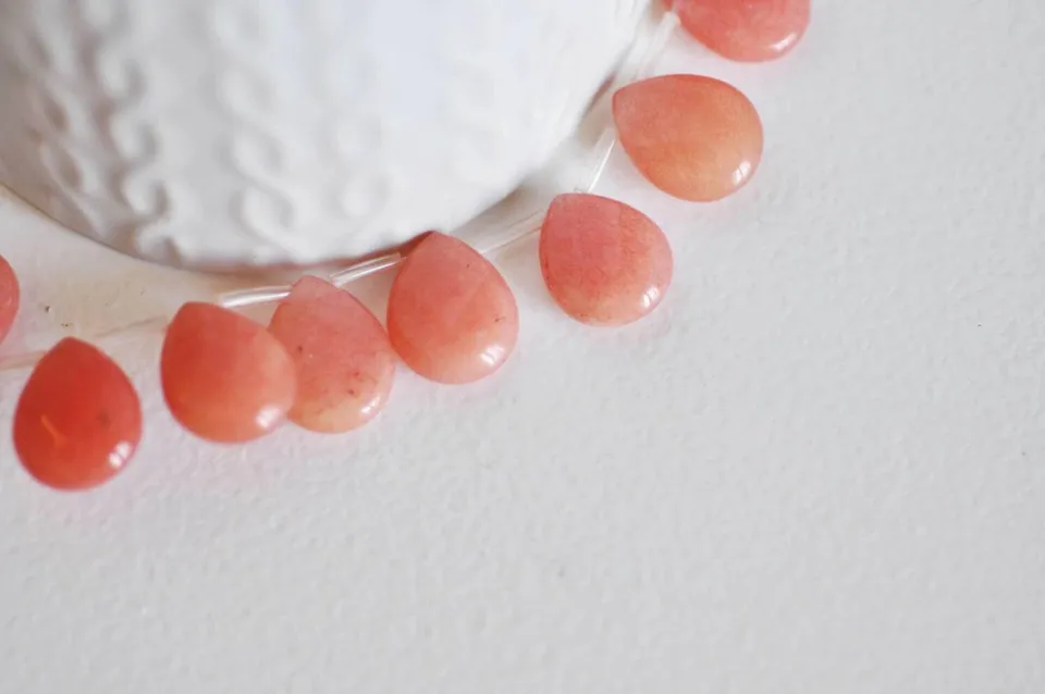 Gingerlily Perle goutte jadeite orange 15mm x5 facettée
