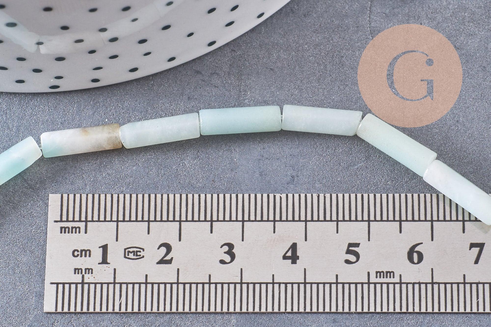Gingerlily Perle amazonite tube 13 mm fil 40 cm