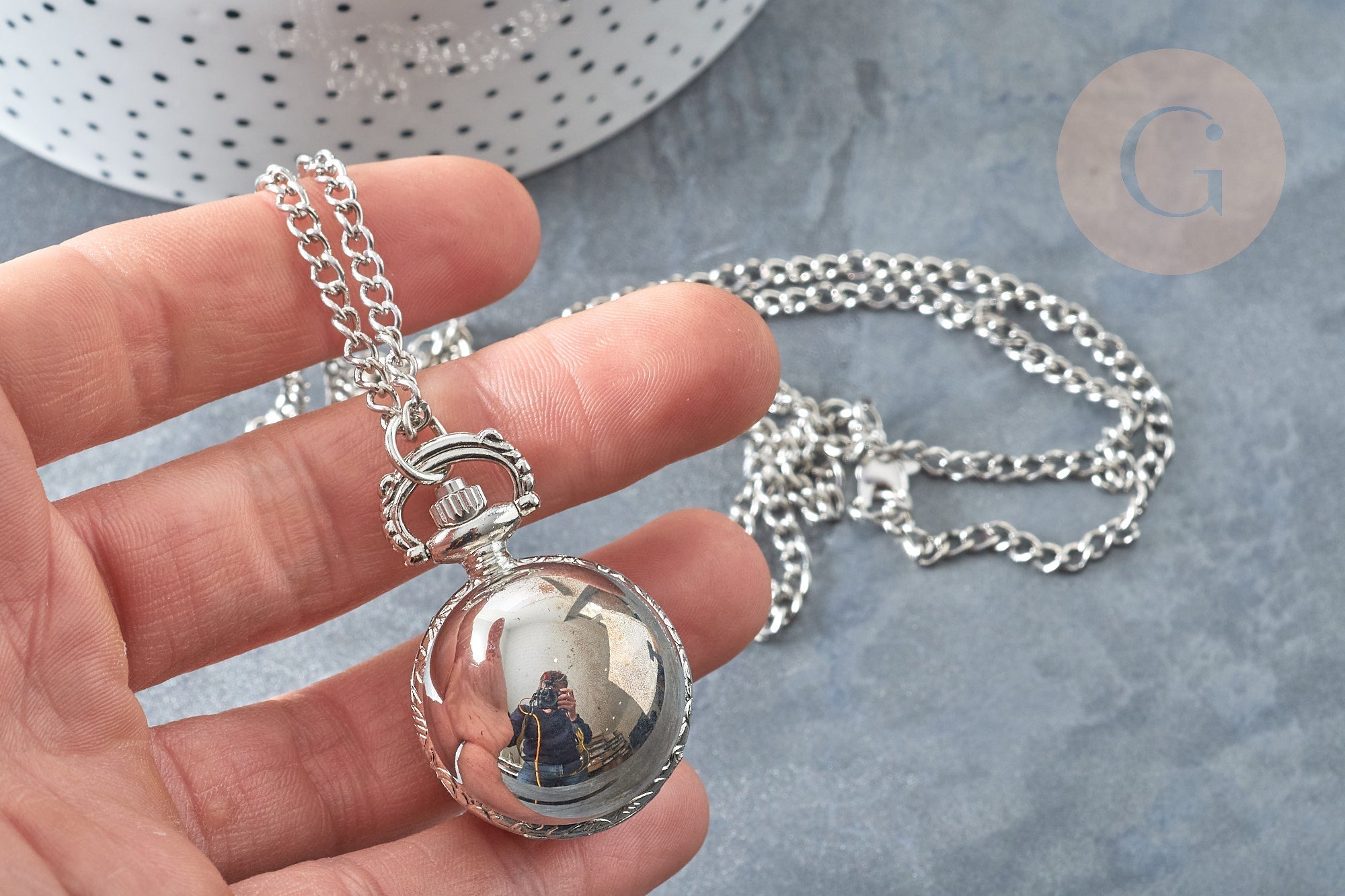 Gingerlily Pendentif Montre Gousset Platine 36mm x1 Rétro