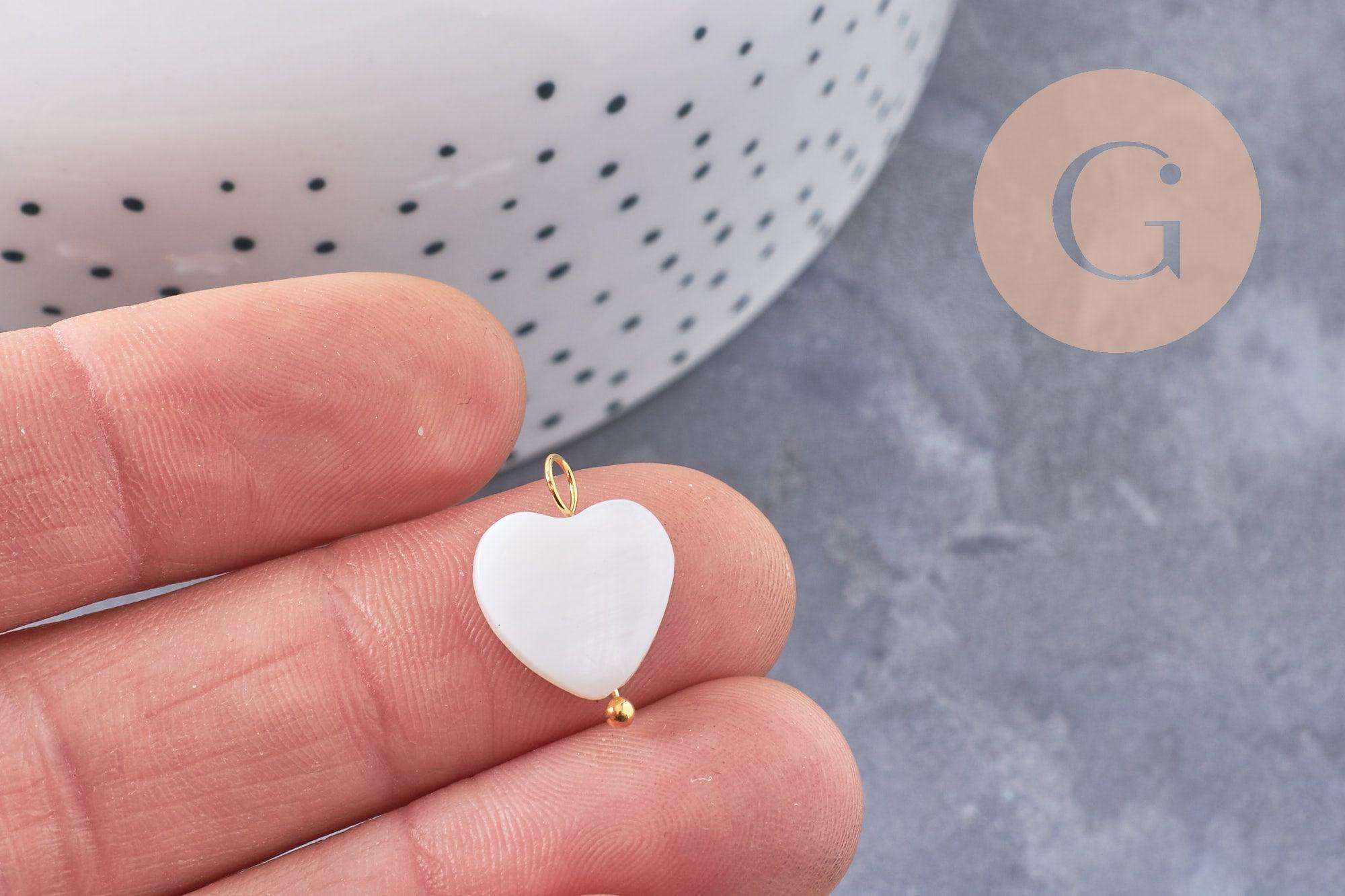 Gingerlily Pendentifs breloque nacre blanche doré x1