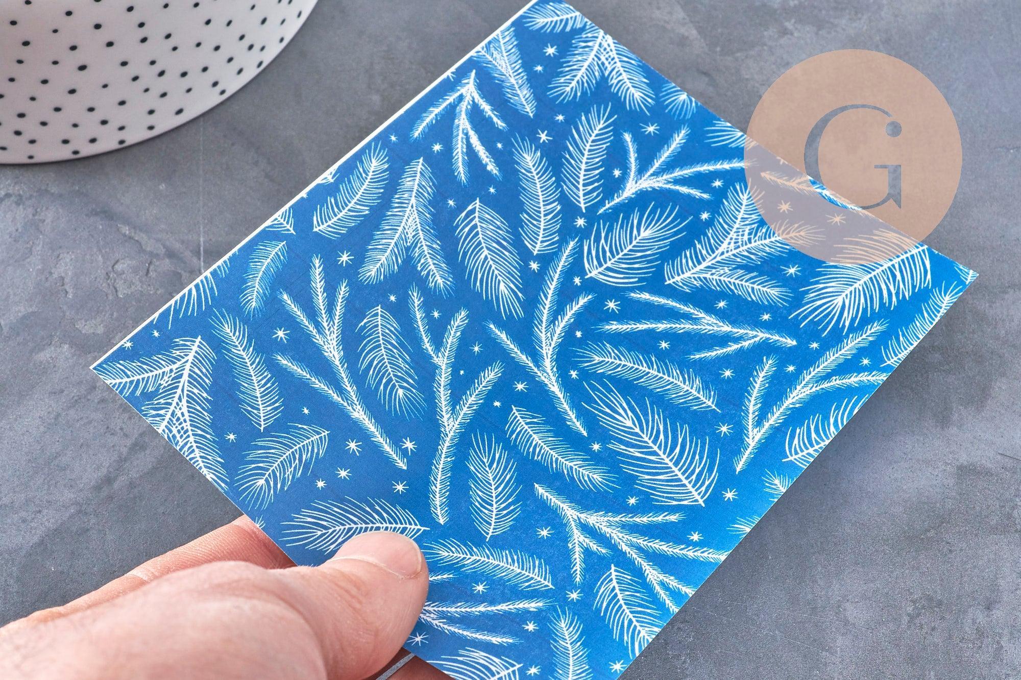Gingerlily Pâte polymère G11011 feuille transfert hiver bleu 14x10 cm x1