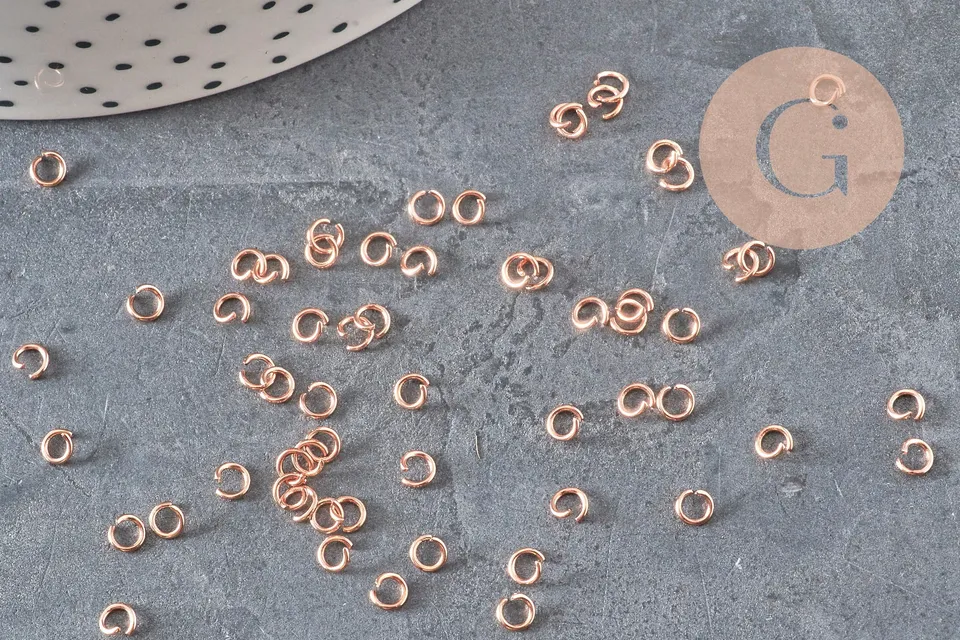 Gingerlily Anneaux jonction acier or rose 3,5 mm lot 50