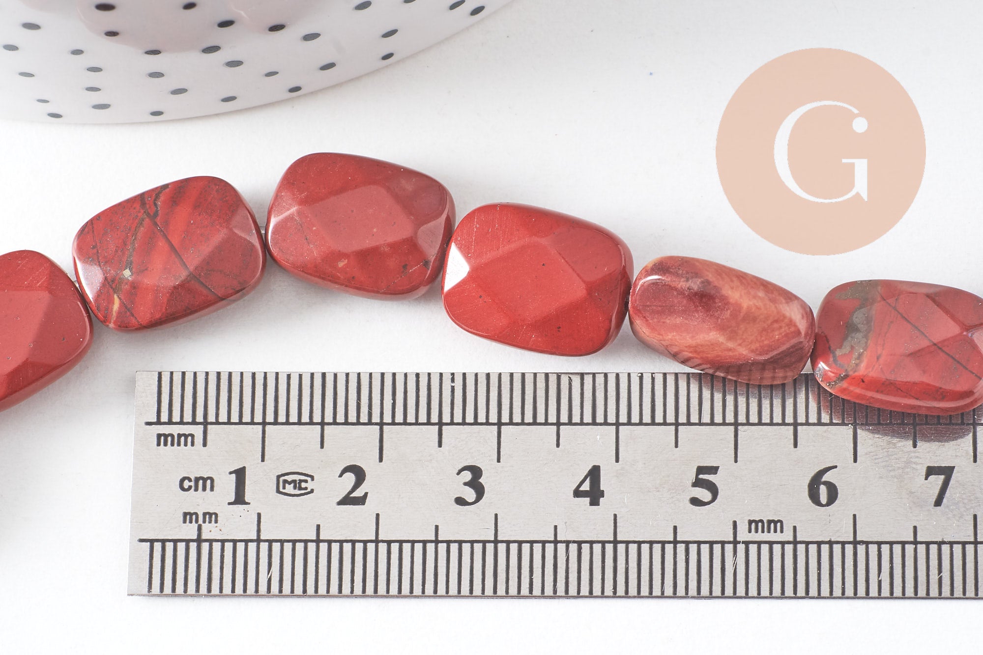 Gingerlily Jaspe Rouge Rectangle 12mm Fil 21cm Perles
