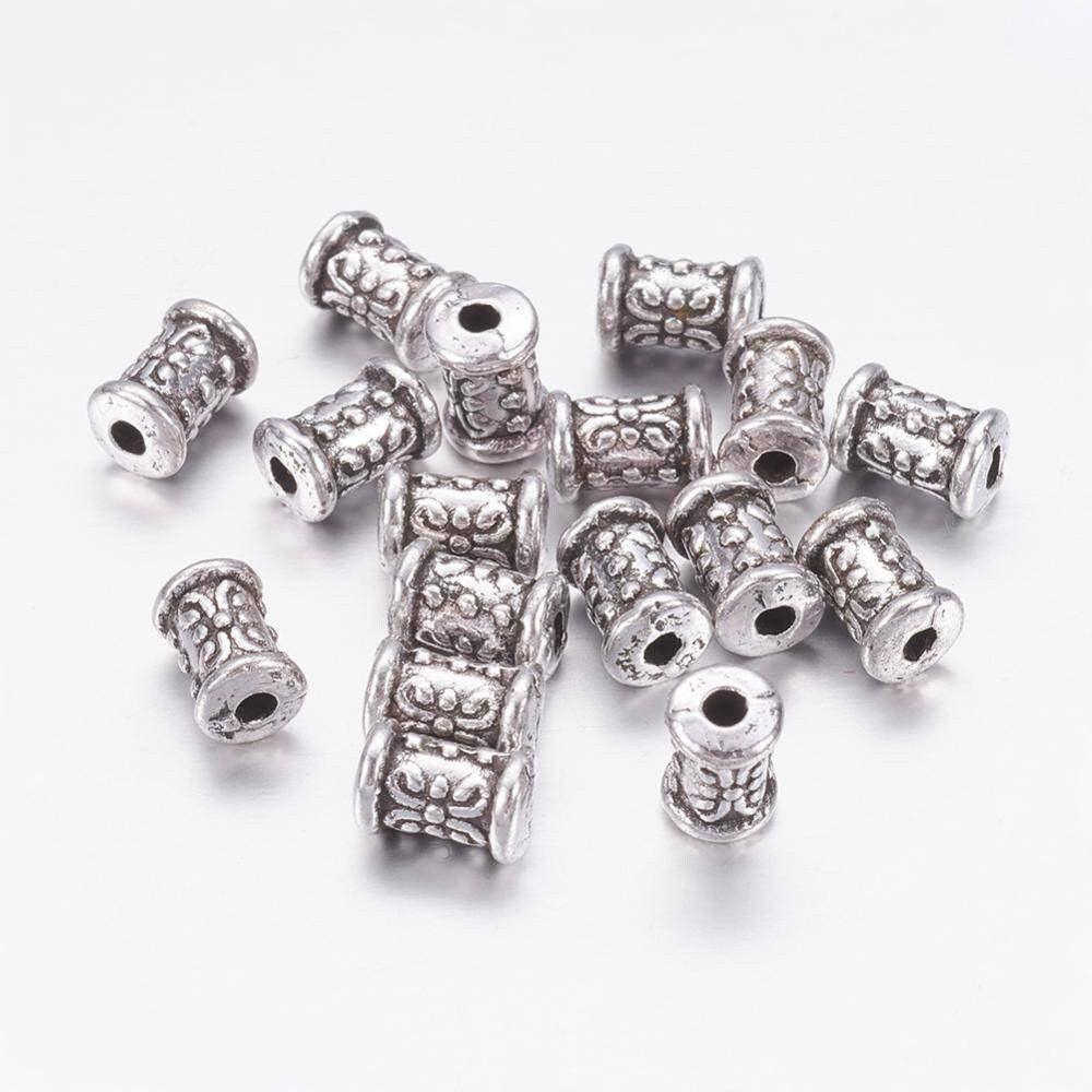 Gingerlily perle tube argent gravé 7mm x10