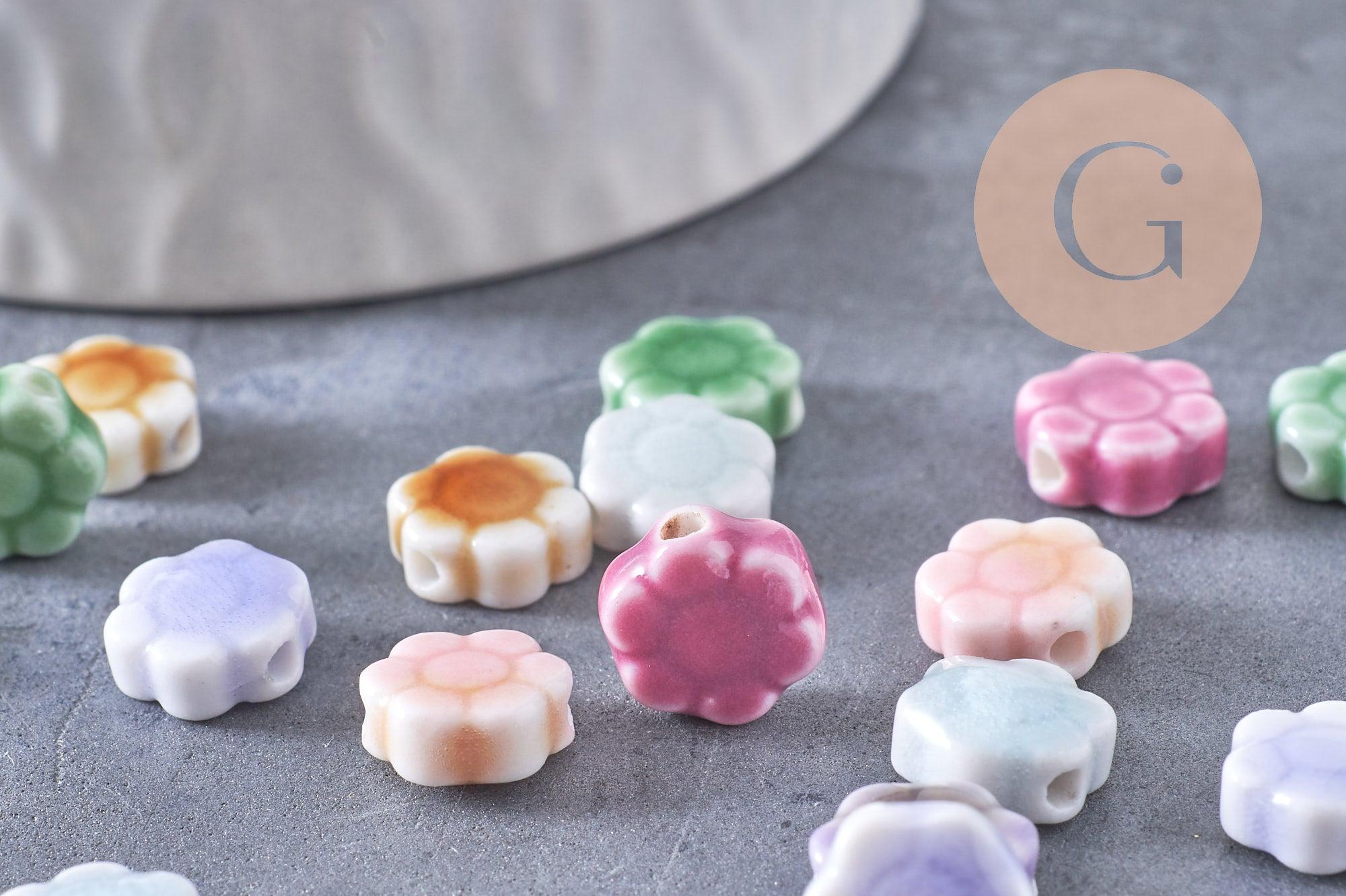 Gingerlily G10281 perles fleur porcelaine multicolore 10mm x5