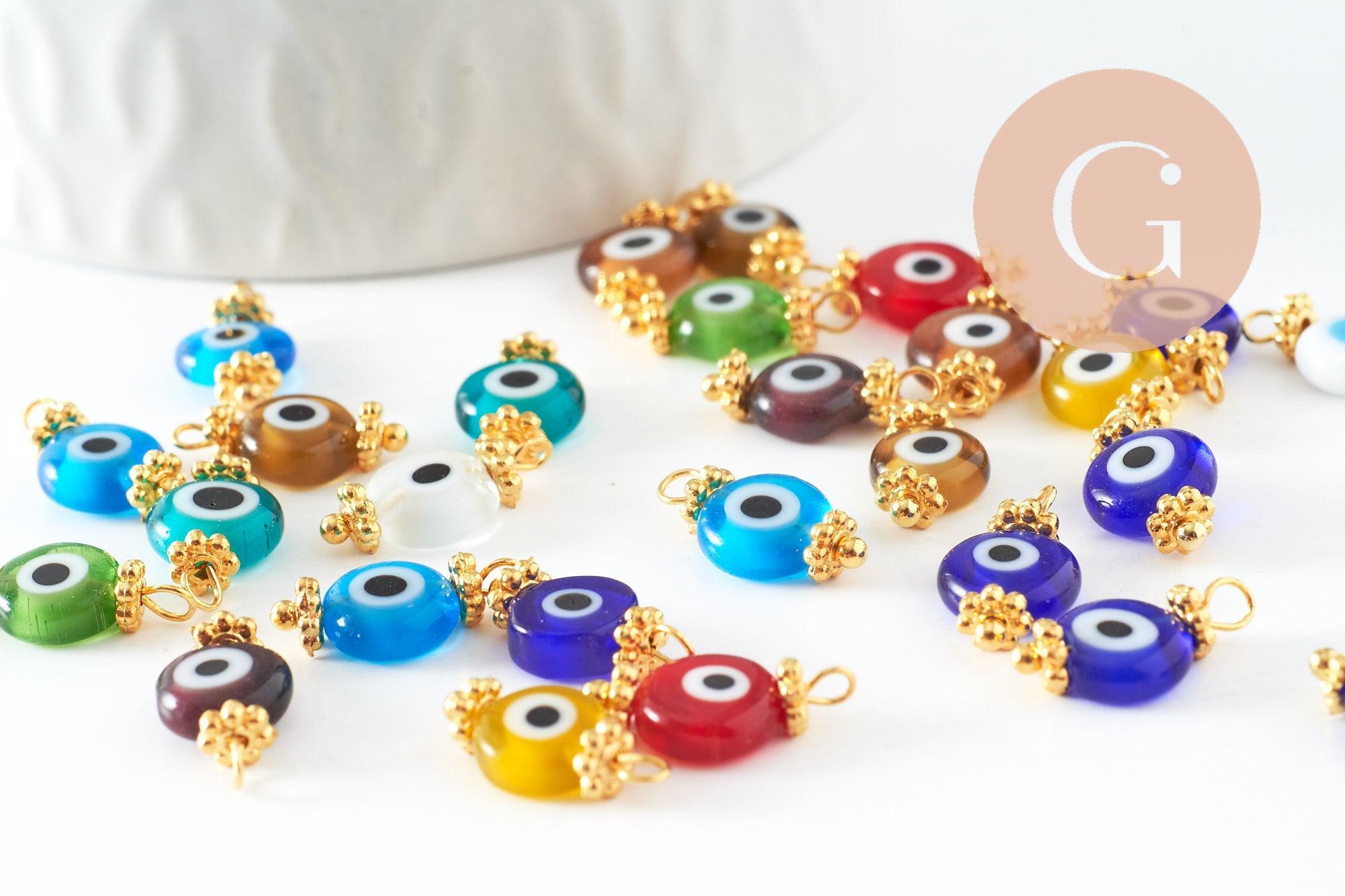 Gingerlily Pendentifs G9715 Pendentif oeil verre doré 9mm x10