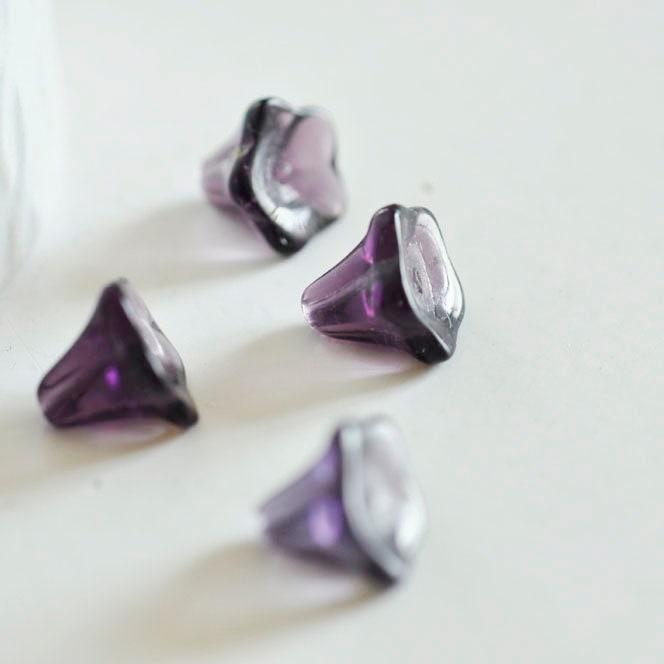 Gingerlily G885 perle verre fleur violette lot 20 11 mm