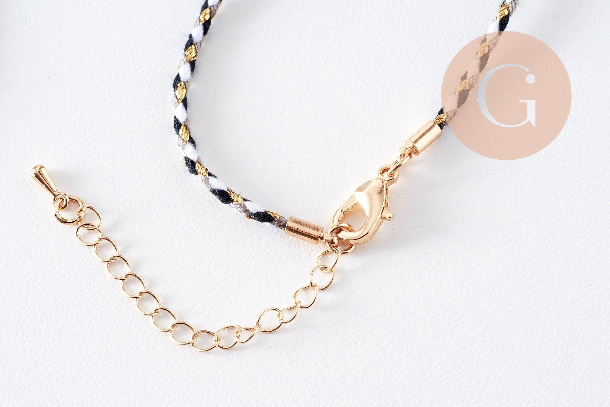 Gingerlily Collier médaille œil doré cordon tressé 45cm x1