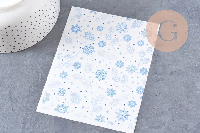 Gingerlily Pâte polymère feuille transfert G10780 hiver bleu 14x10