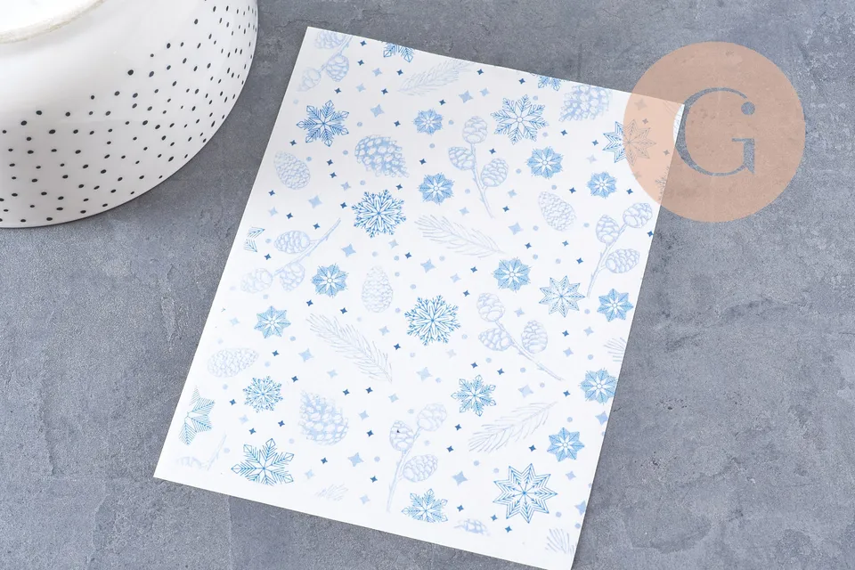 Gingerlily Pâte polymère feuille transfert G10780 hiver bleu 14x10