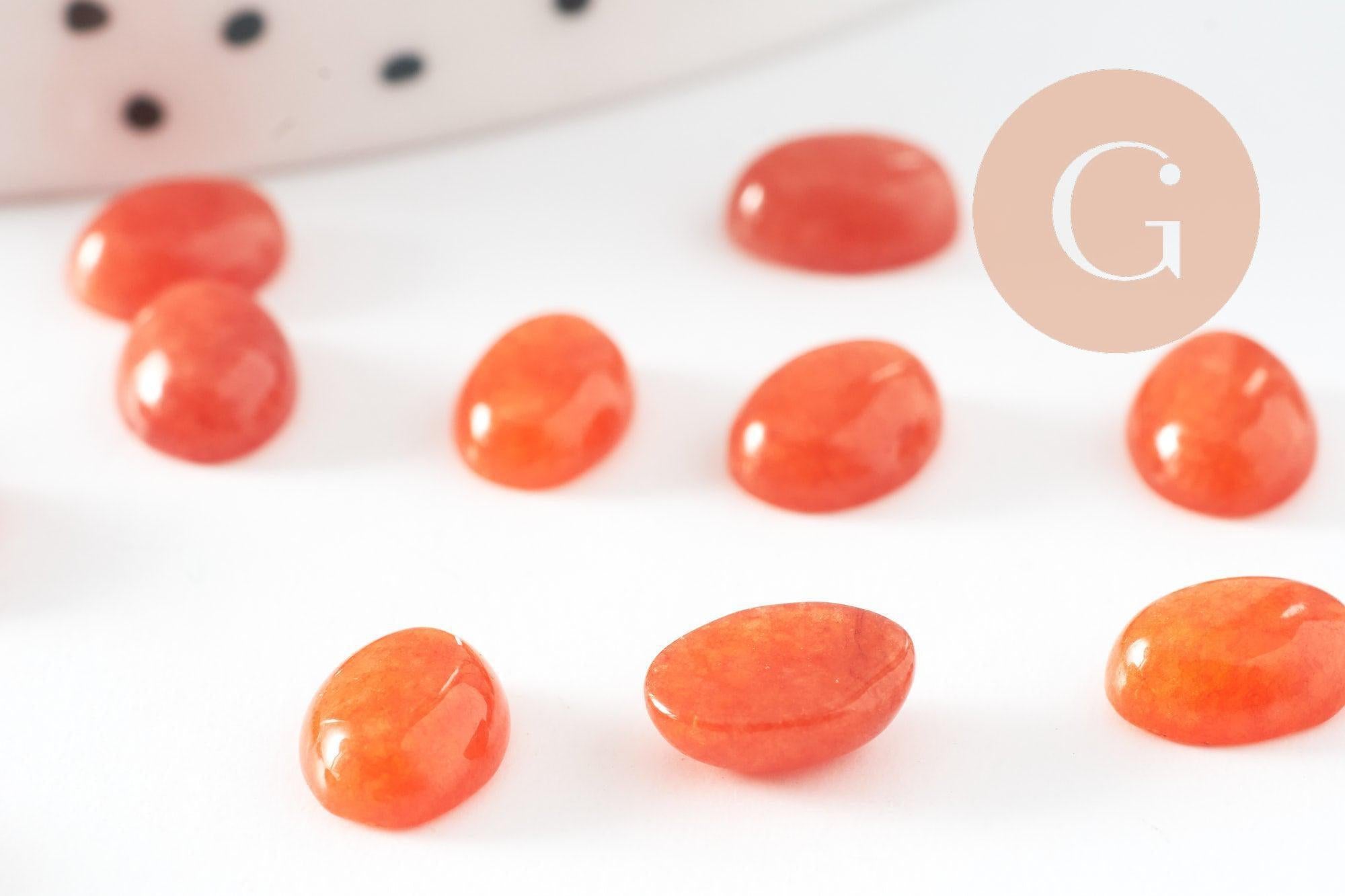 Gingerlily Cabochon ovale jade orange 8x6mm pierre naturelle x1