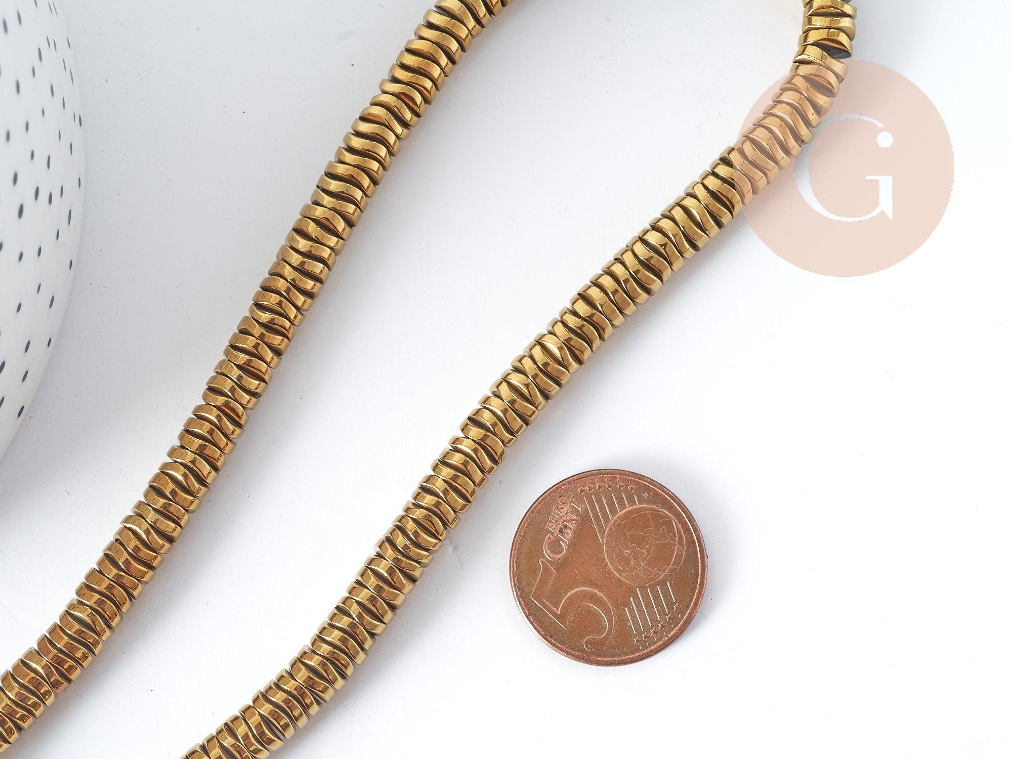 Gingerlily Perles DIY perle heishi dorée 6mm fil 40cm G8977