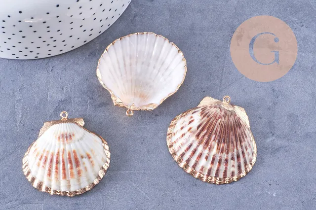 Gingerlily Pendentifs G7163 coquillage naturel doré 40-51mm