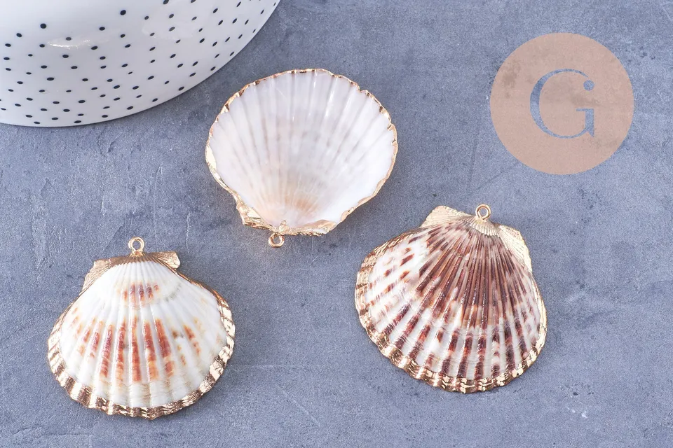 Gingerlily Pendentifs G7163 coquillage naturel doré 40-51mm