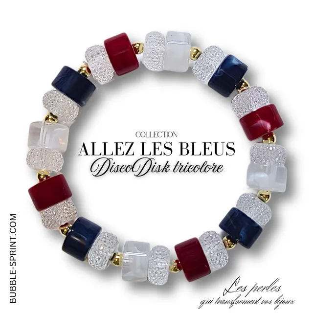 ARTSHOP Prêts-à-porter bracelet DiscoDisk Tricolore Allez les Bleus