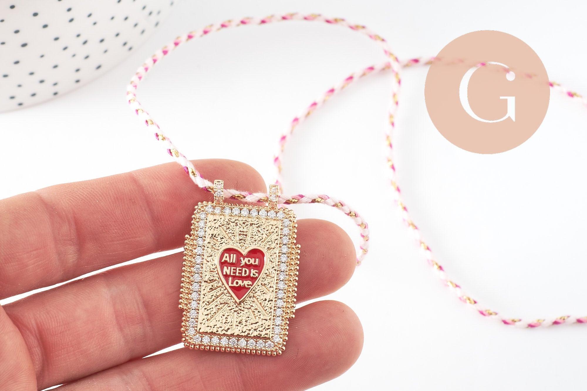 Gingerlily médaille G9568 collier coeur rouge cordon 45 cm