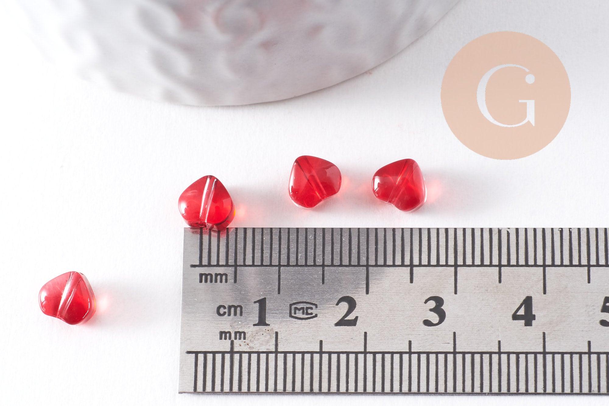 Gingerlily Coeur G10341 perles verre rouge 6mm x10