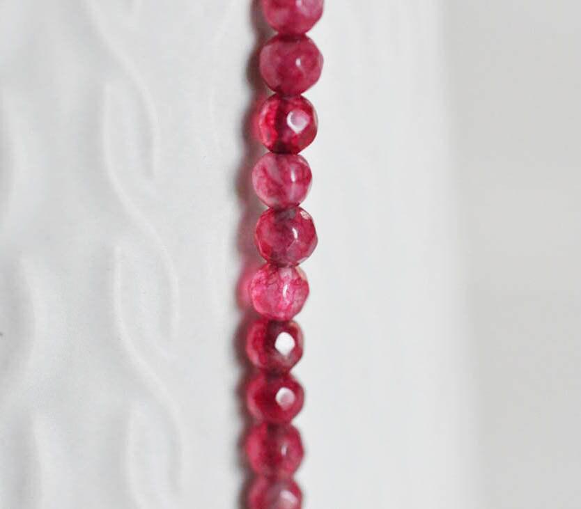 Gingerlily perles agate G07 pierre rouge magenta 4mm fil