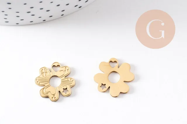 Gingerlily G10507 pendentif trèfle doré 17mm x1