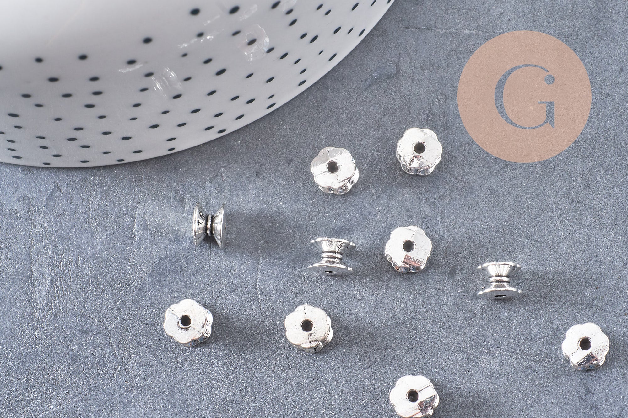 Gingerlily Perles DIY tube bobine argent vieilli 7mm x10